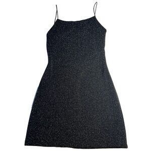 Vtg Y2K City Triangles Women Dress L Black Sparkle Whimsigoth Fairy‎ Grunge